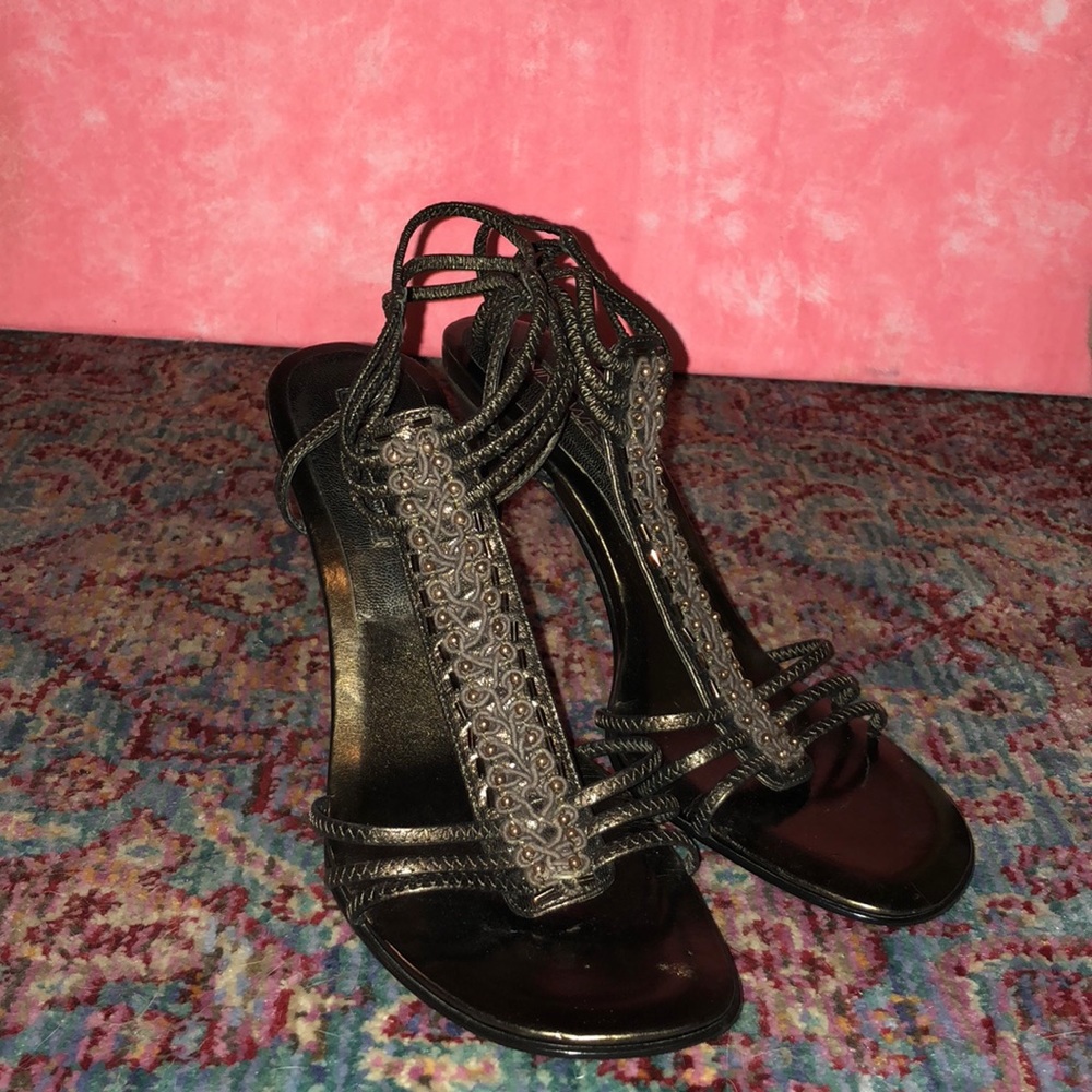 Nine West beaded copper brown sandals!